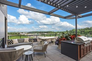 Top floor outdoor deck with grills